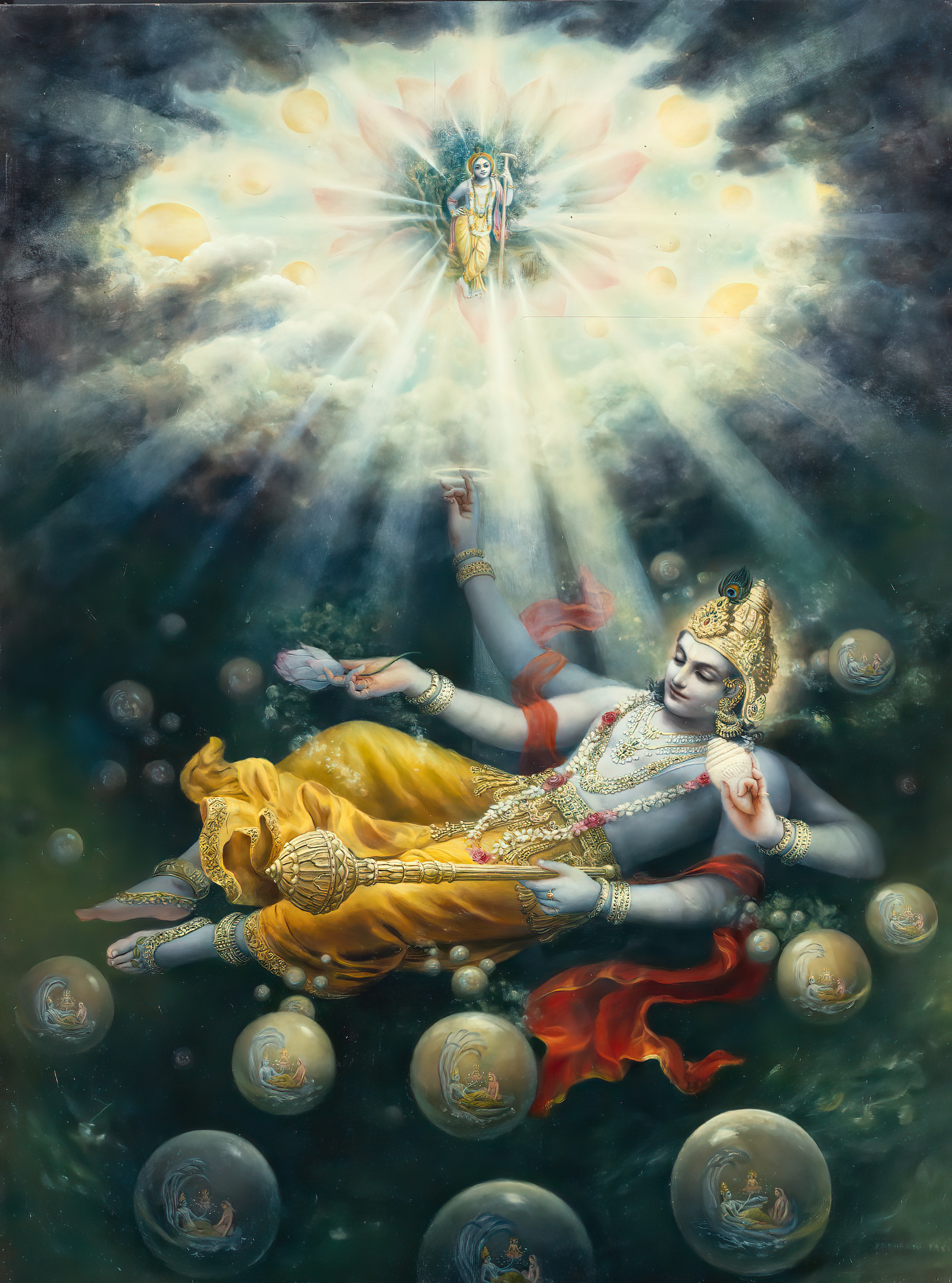 Lord Krishna Sitting On Universe